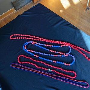 (4)  Red and Blue Necklaces  all Different Sizes